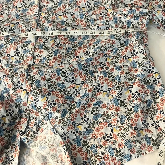 St. John's Bay Multicolor Floral Blouse 2x Button Up Long Sleeve Blue Green Ivor - Picture 14 of 16